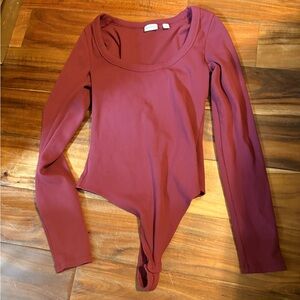Babaton Burgundy Long‎ Sleeve Bodysuit